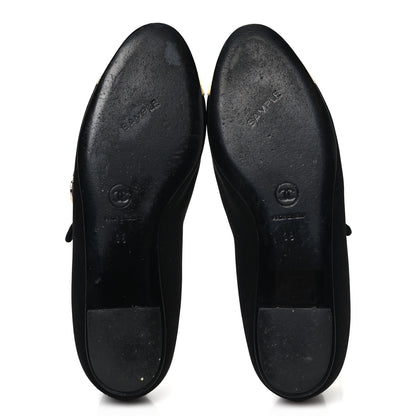 Chanel Satin Crystal Snakeskin Embossed Cap Toe Ballerina Flats 38 Black Gold 6 of 9