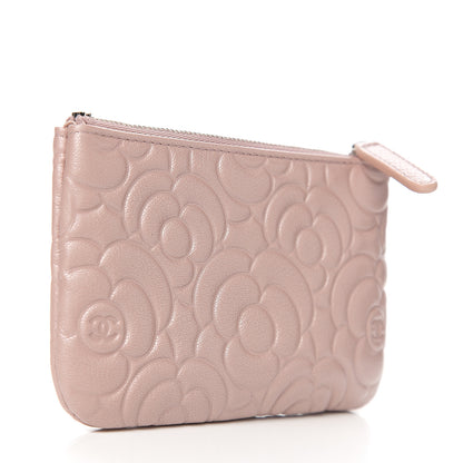 Chanel Goatskin Camellia Embossed Cosmetic Pouch Light Pink 2 of 7