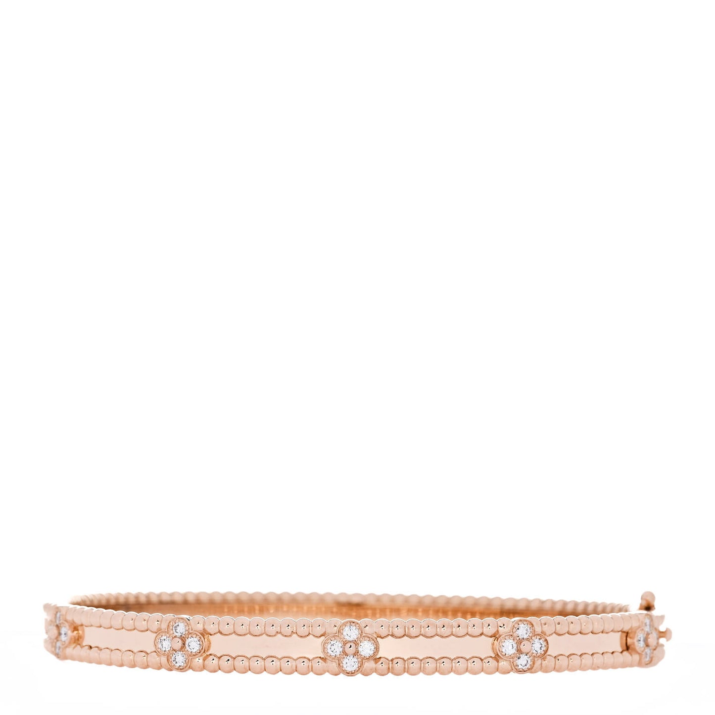 18K Rose Gold Diamond Perlee Sweet Clovers Bracelet L