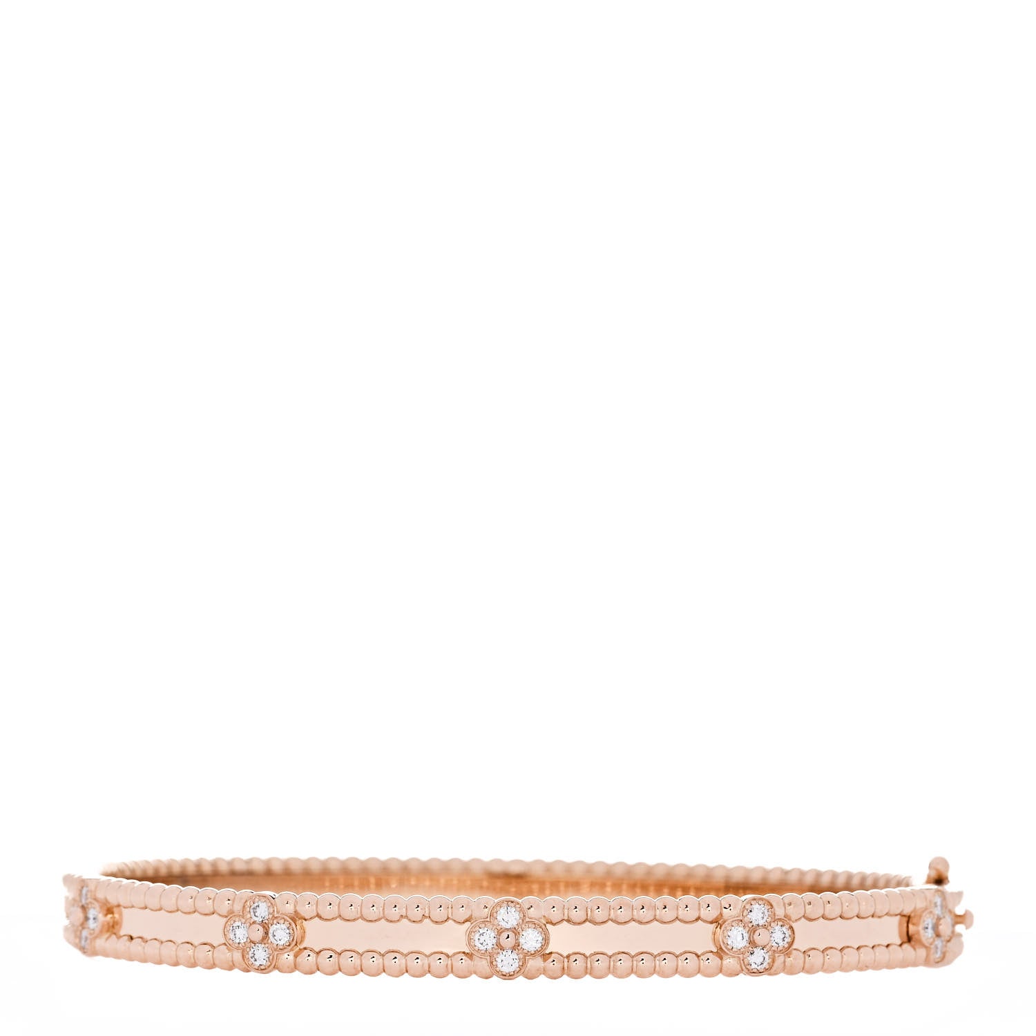 Van Cleef & Arpels 18K Rose Gold Diamond Perlee Sweet Clovers Bracelet L 2 of 3