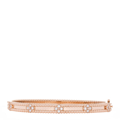 Van Cleef & Arpels 18K Rose Gold Diamond Perlee Sweet Clovers Bracelet L 2 of 3