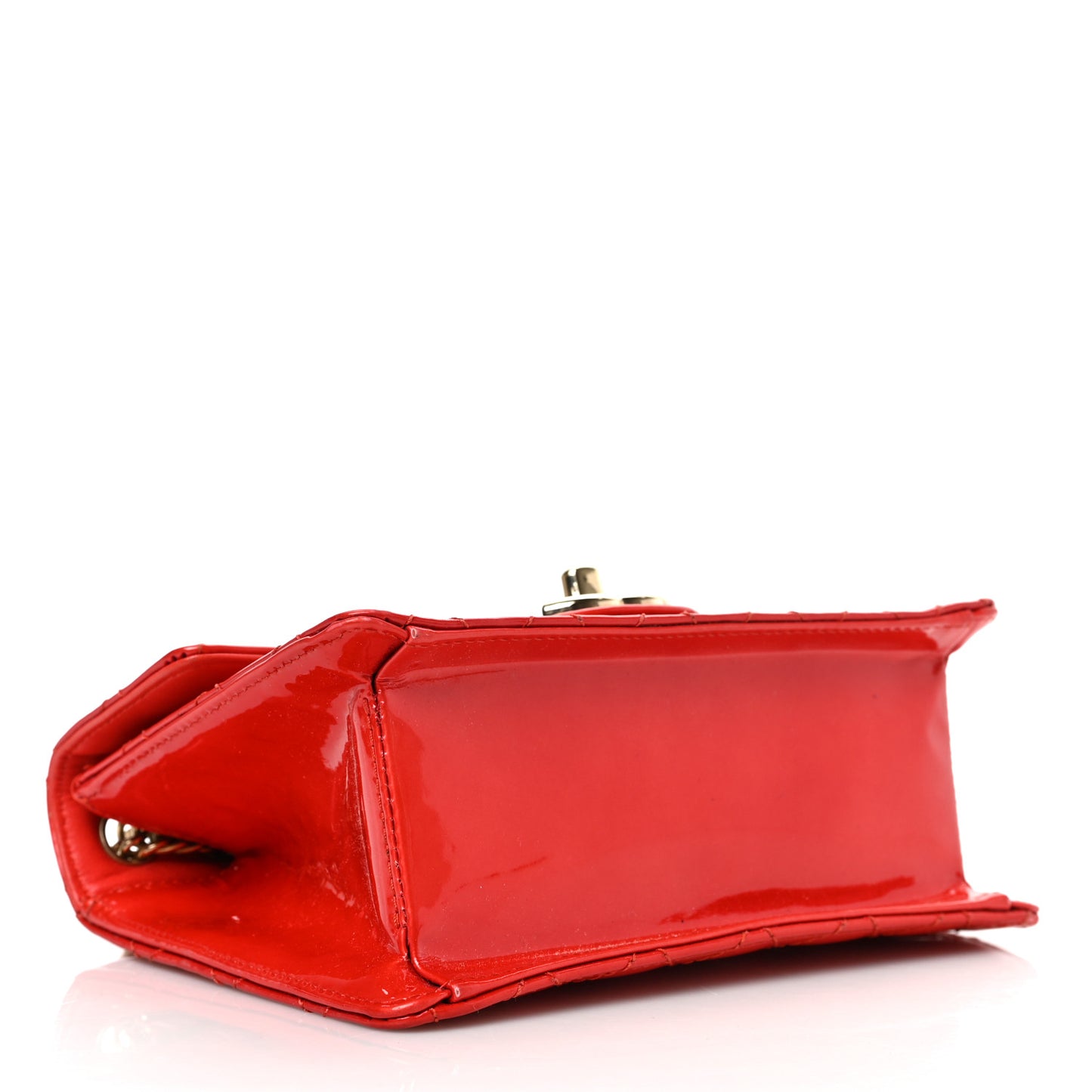 Patent Quilted Mini Bijoux Chain Square Flap Red