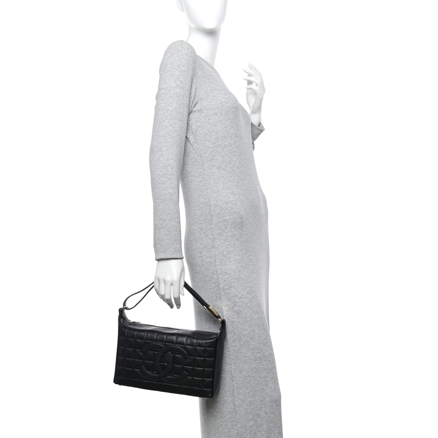 Lambskin Quilted Medium Chocolate Bar Shoulder Bag Black