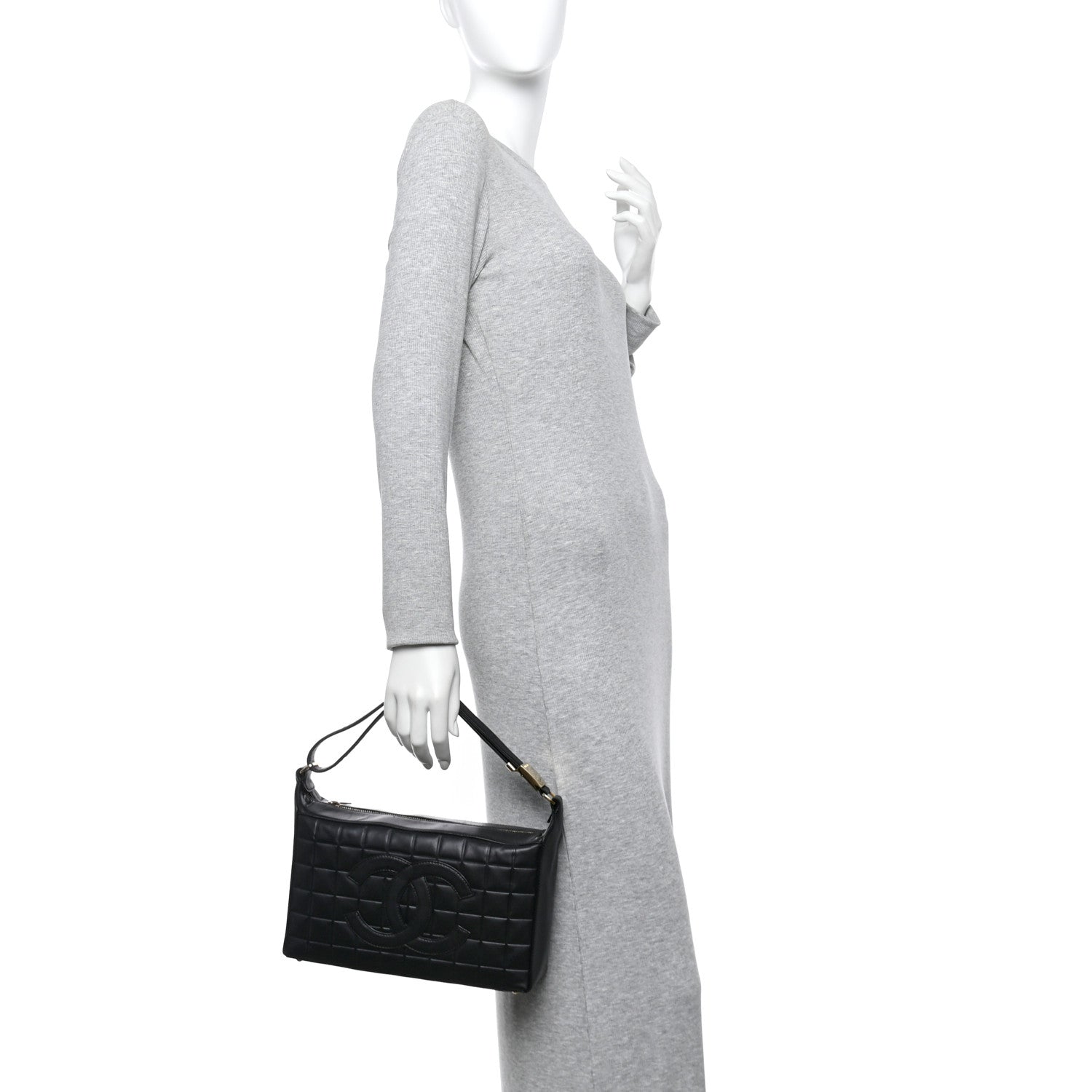 Chanel Lambskin Quilted Medium Chocolate Bar Shoulder Bag Black 2 of 10