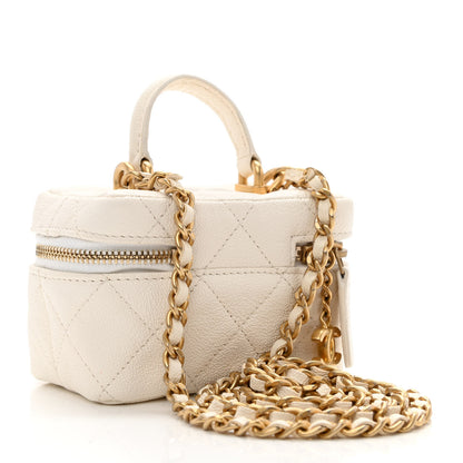 Chanel Caviar Quilted Mini Top Handle Vanity With Chain White 3 of 11