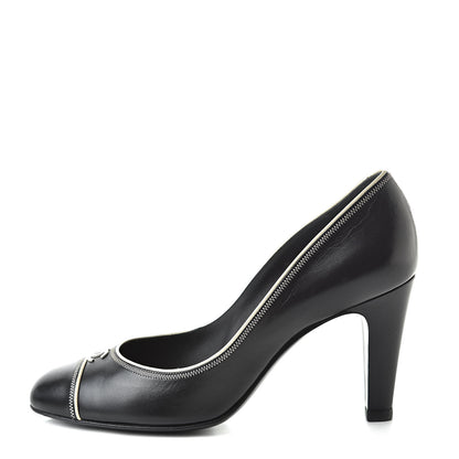 Chanel Lambskin CC Cap Toe Pumps 37 Black White 1 of 13