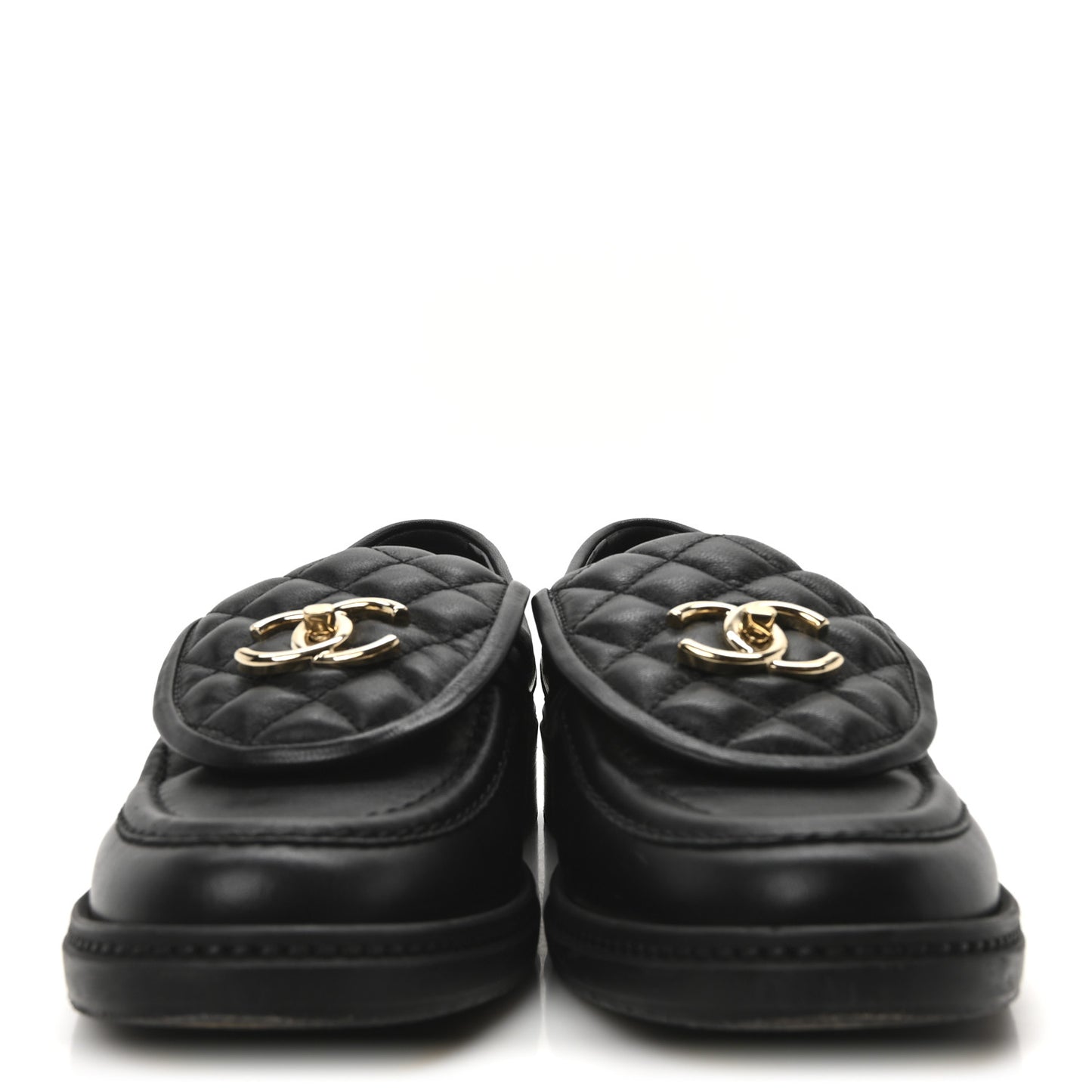 Lambskin Quilted CC Turnlock Loafers 38 Black