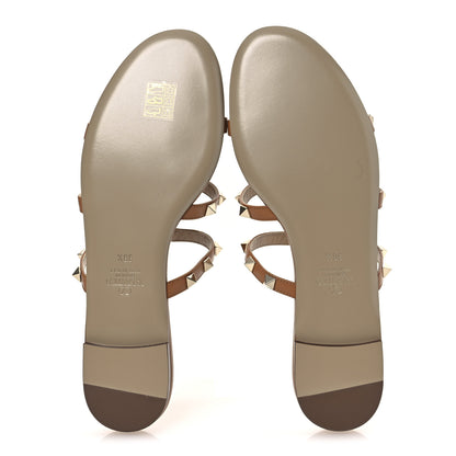 Valentino Garavani Nappa Rockstud Caged Flat Slide Sandals 38.5 Almond 7 of 11