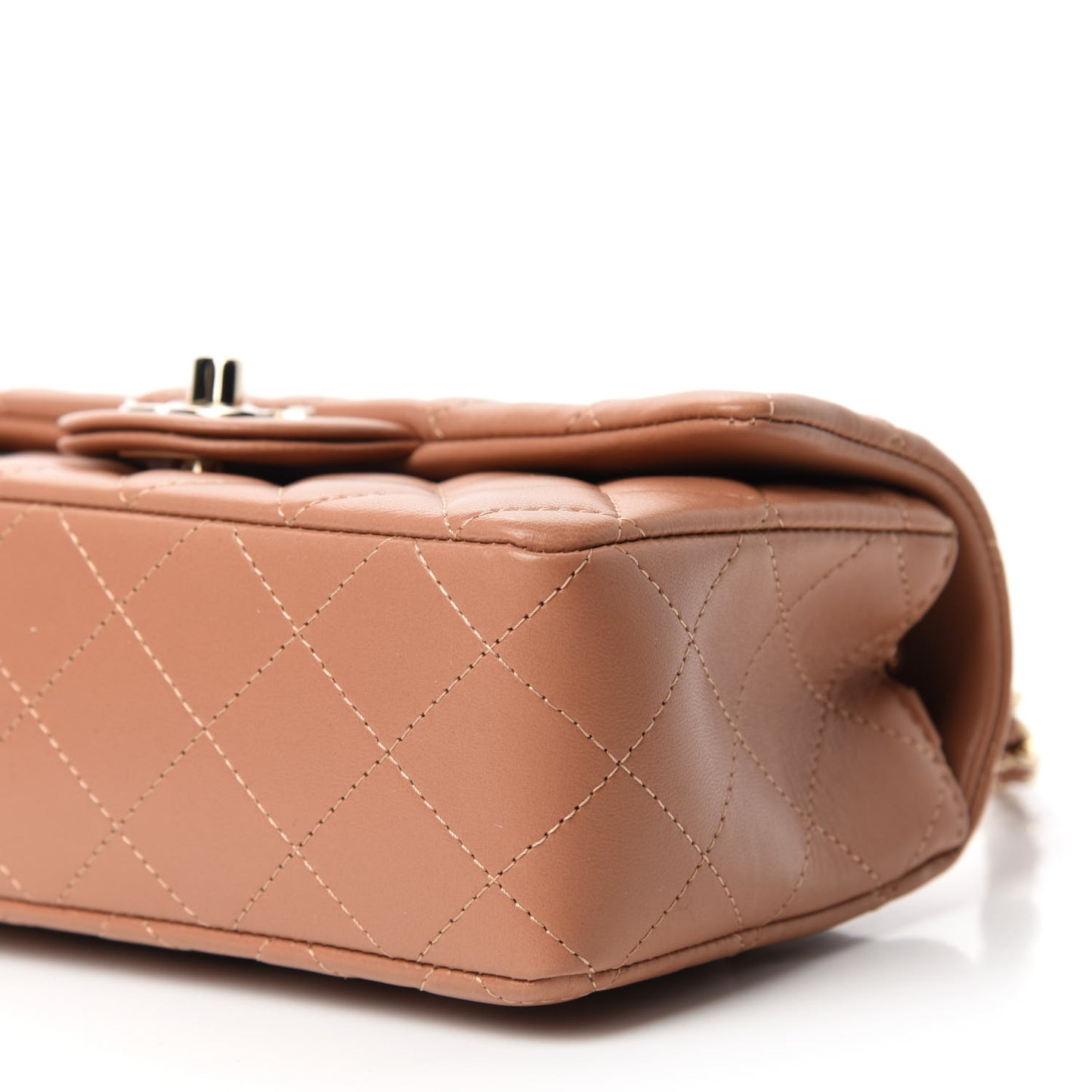 Lambskin Quilted Mini Rectangular Flap Brown