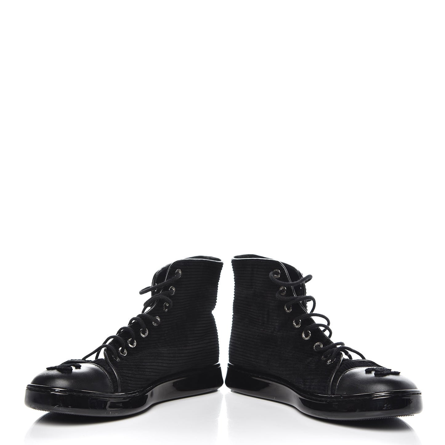 Corduroy Lambskin High Top Sneakers 36.5 Black