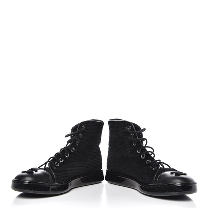 Chanel Corduroy Lambskin High Top Sneakers 36.5 Black 5 of 12