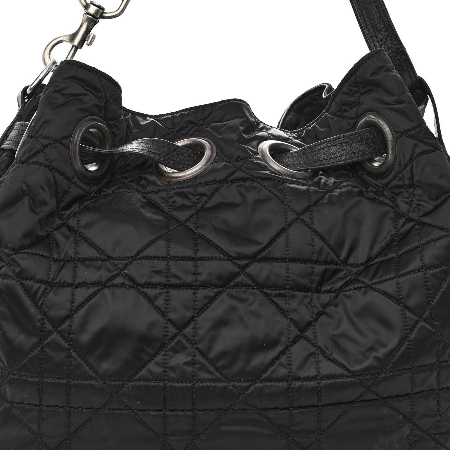 Christian Dior Nylon Cannage Drawstring Bag Black 7 of 11