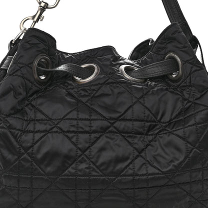 Christian Dior Nylon Cannage Drawstring Bag Black 7 of 11