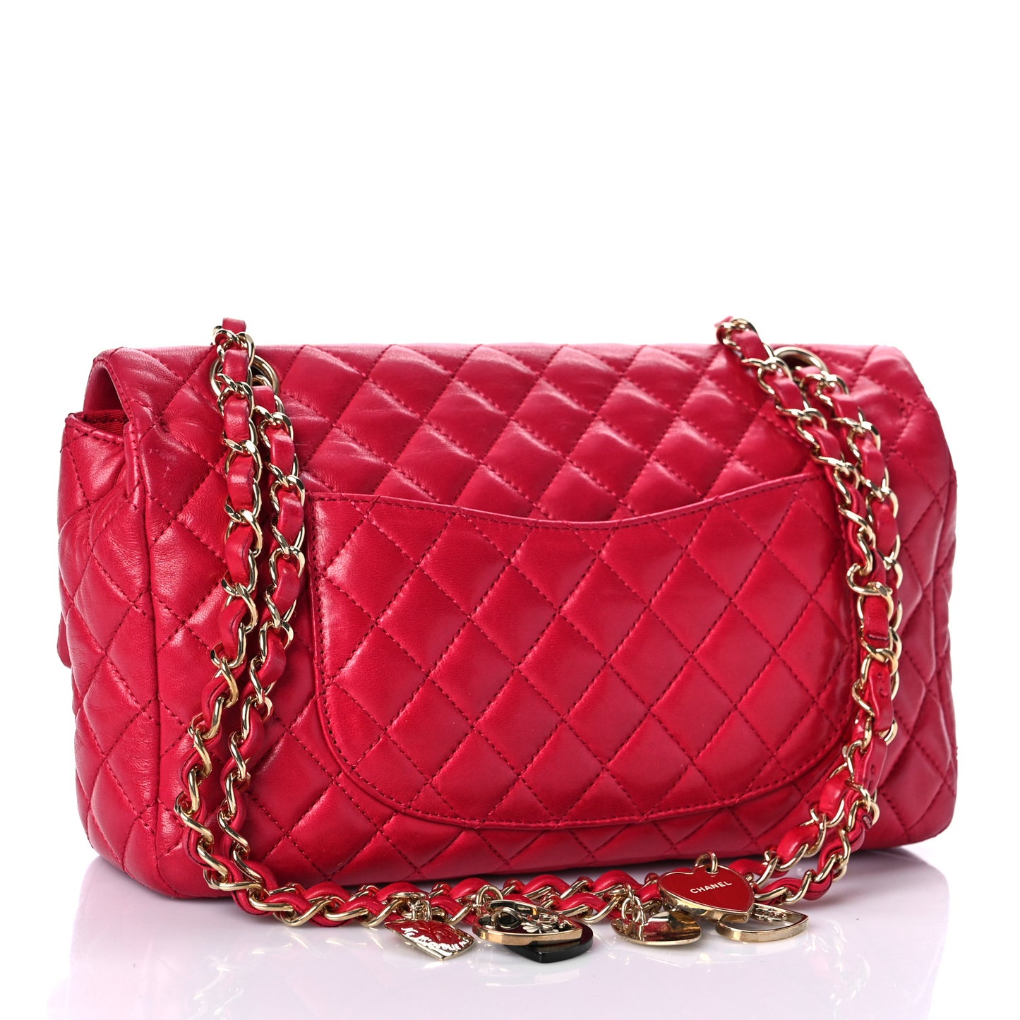 Lambskin Quilted Valentine Charms Medium Flap Red