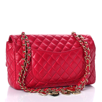 Chanel Lambskin Quilted Valentine Charms Medium Flap Red 3 of 10