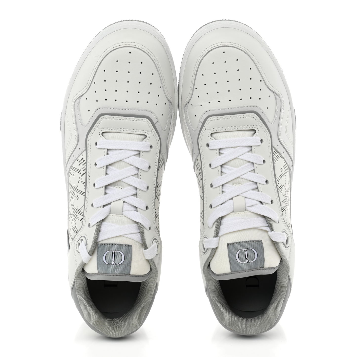 Smooth Calfskin Oblique Galaxy Perforated Mens B27 Low Top Sneakers 44 White Grey