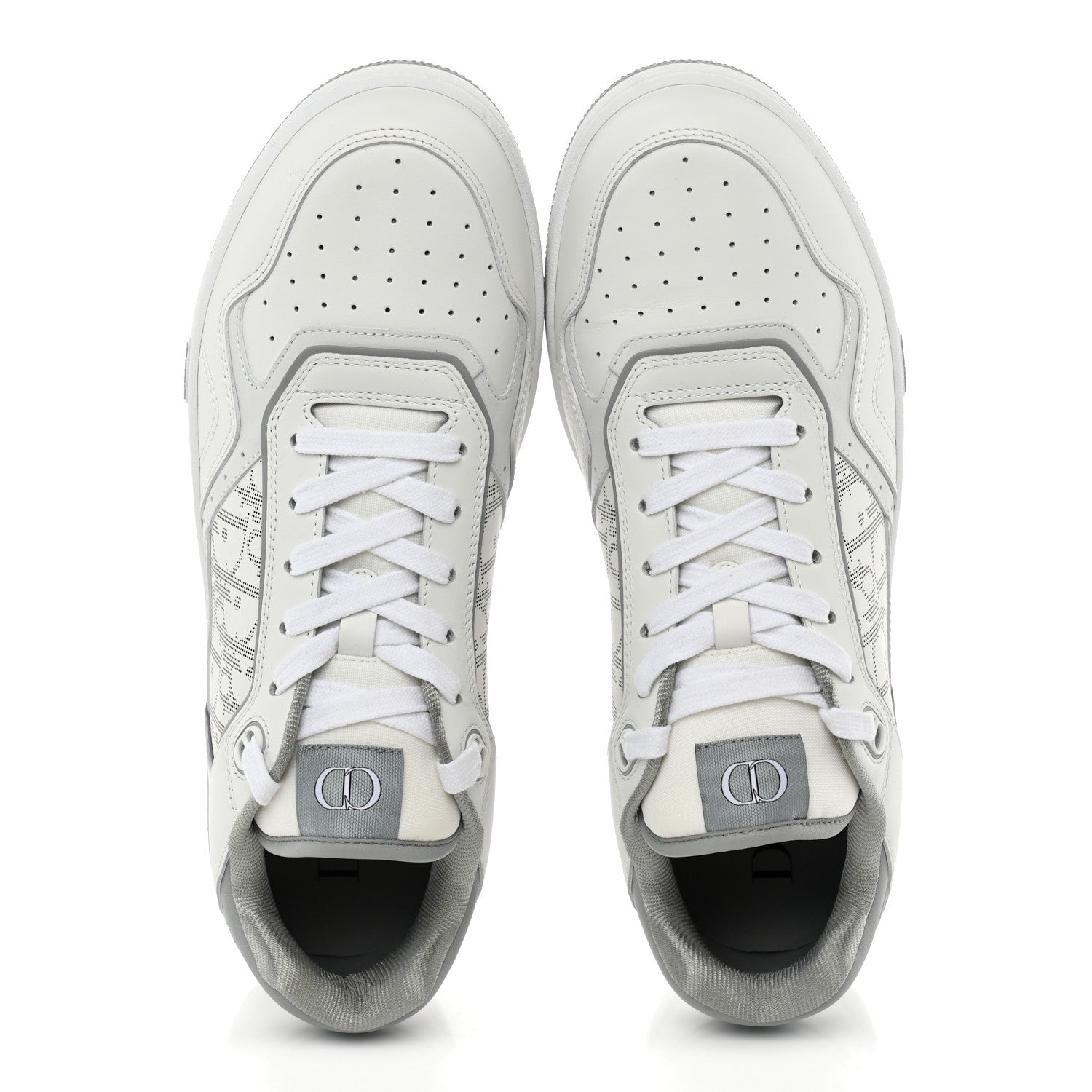 Christian Dior Smooth Calfskin Oblique Galaxy Perforated Mens B27 Low Top Sneakers 44 White Grey 5 of 10