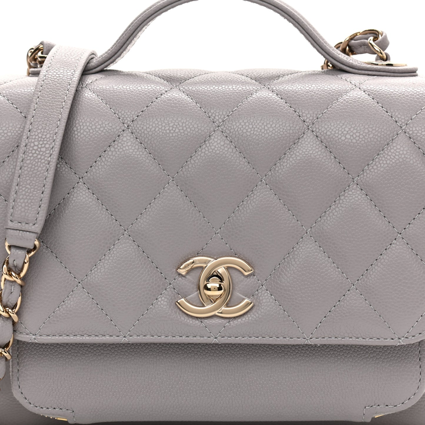 Caviar Quilted Medium Business Affinity Flap Grey