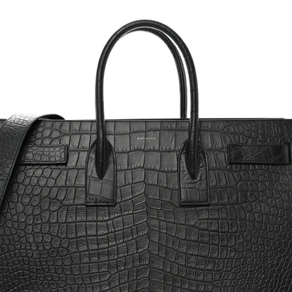 Saint Laurent Calfskin Crocodile Embossed Large Sac De Jour Carryall Black 4 of 10