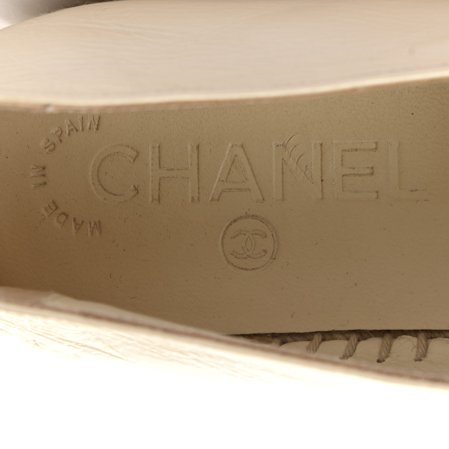 Chanel Metallic Calfskin Grosgrain CC Espadrilles 37 Ivory Black 8 of 9
