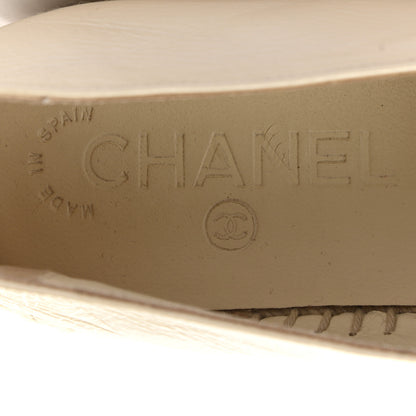 Chanel Metallic Calfskin Grosgrain CC Espadrilles 37 Ivory Black 8 of 9