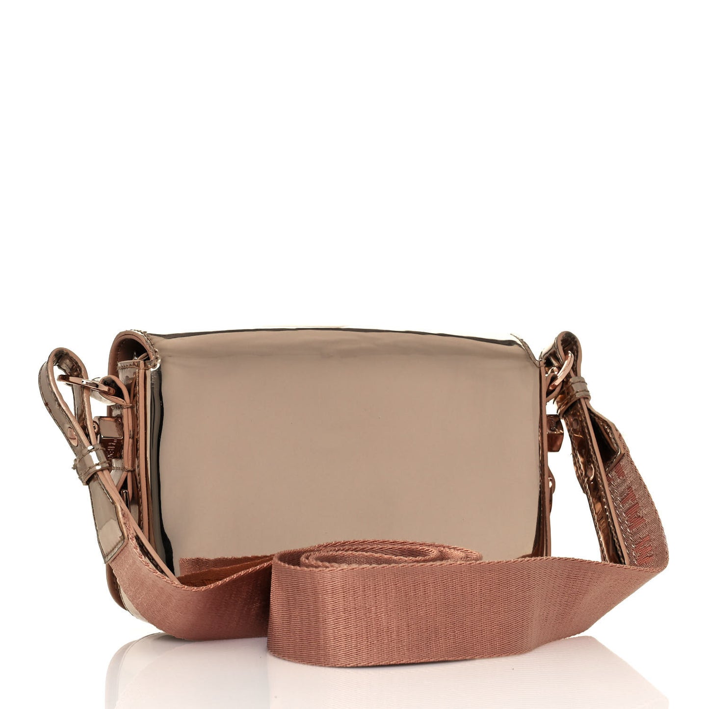 Patent Mirror Binder Clip Bag Rose Gold