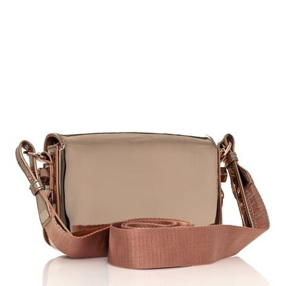 Off-White Patent Mirror Binder Clip Bag Rose Gold 3 of 17