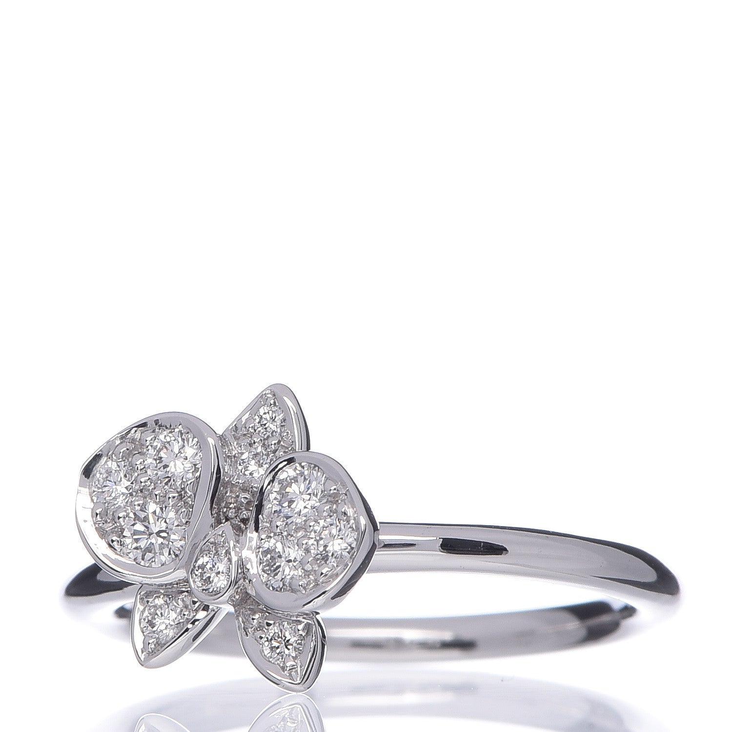 Cartier 18K White Gold Diamond Caresse D'Orchidees Par Ring 47 4 3 of 6