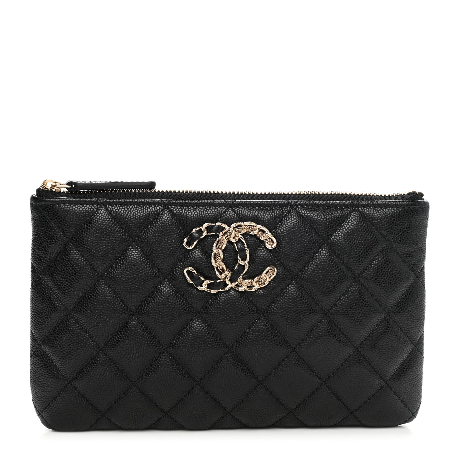 Caviar Quilted Small French New Wave CC Pouch Black