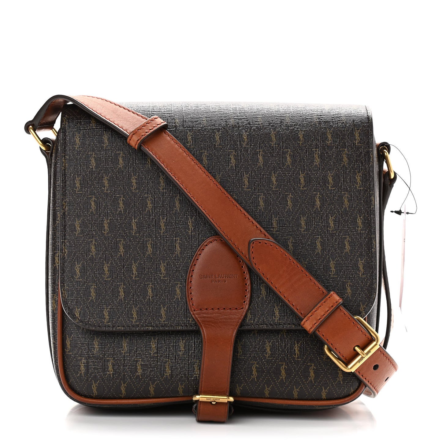 Canvas Smooth Calfskin Le Monogramme Medium Buckle Satchel Chestnut