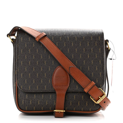 Saint Laurent Canvas Smooth Calfskin Le Monogramme Medium Buckle Satchel Chestnut 1 of 12