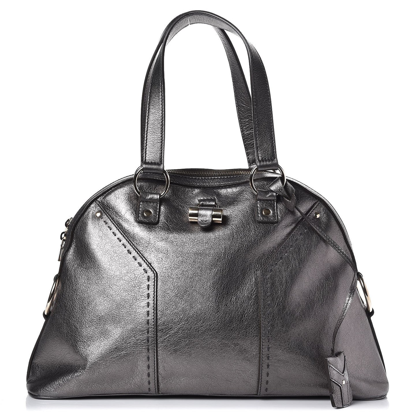 Metallic Calfskin Large Muse Gunmetal