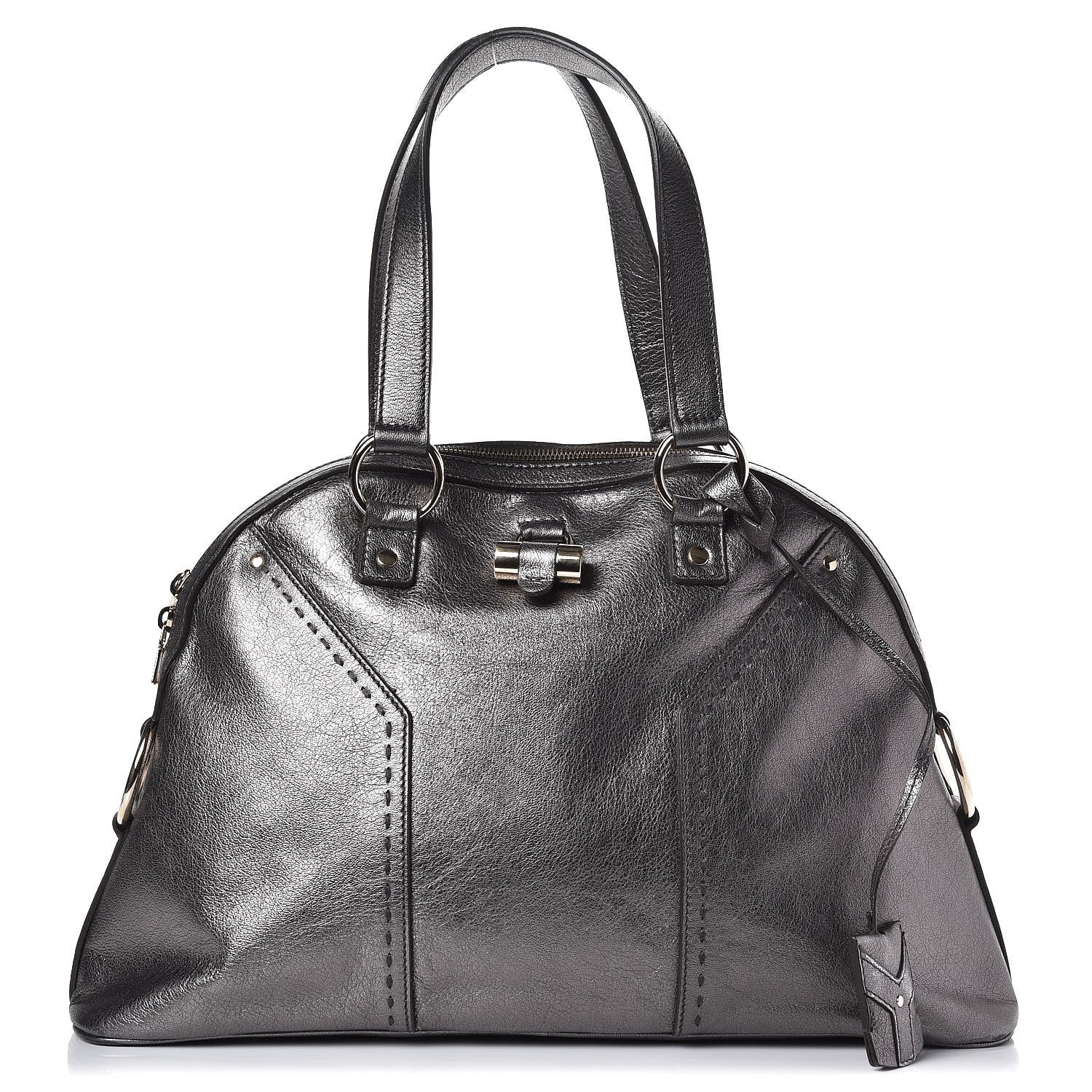 Saint Laurent Metallic Calfskin Large Muse Gunmetal 1 of 7