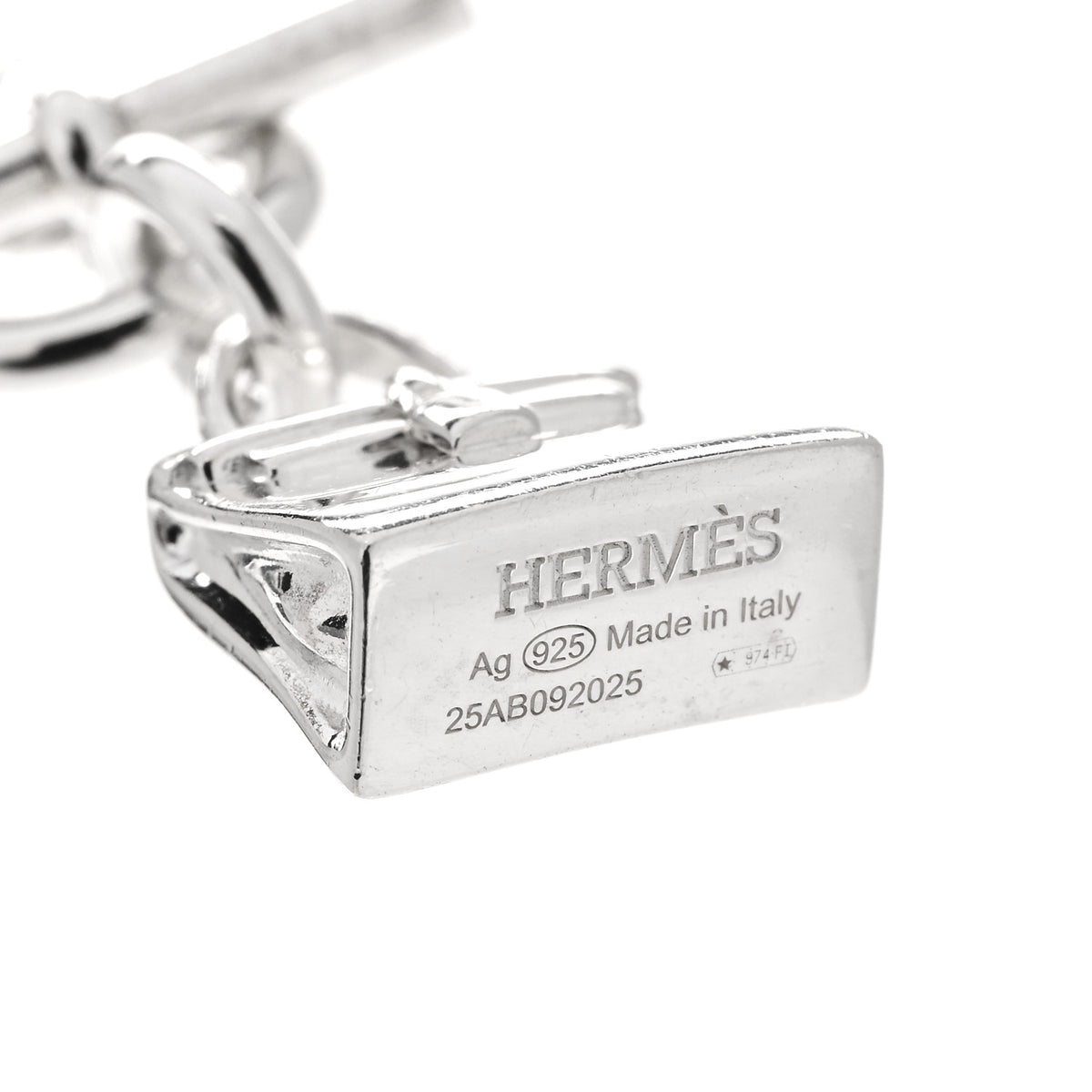 Hermes Sterling Silver Kelly Charm Pendant Necklace 5 of 5