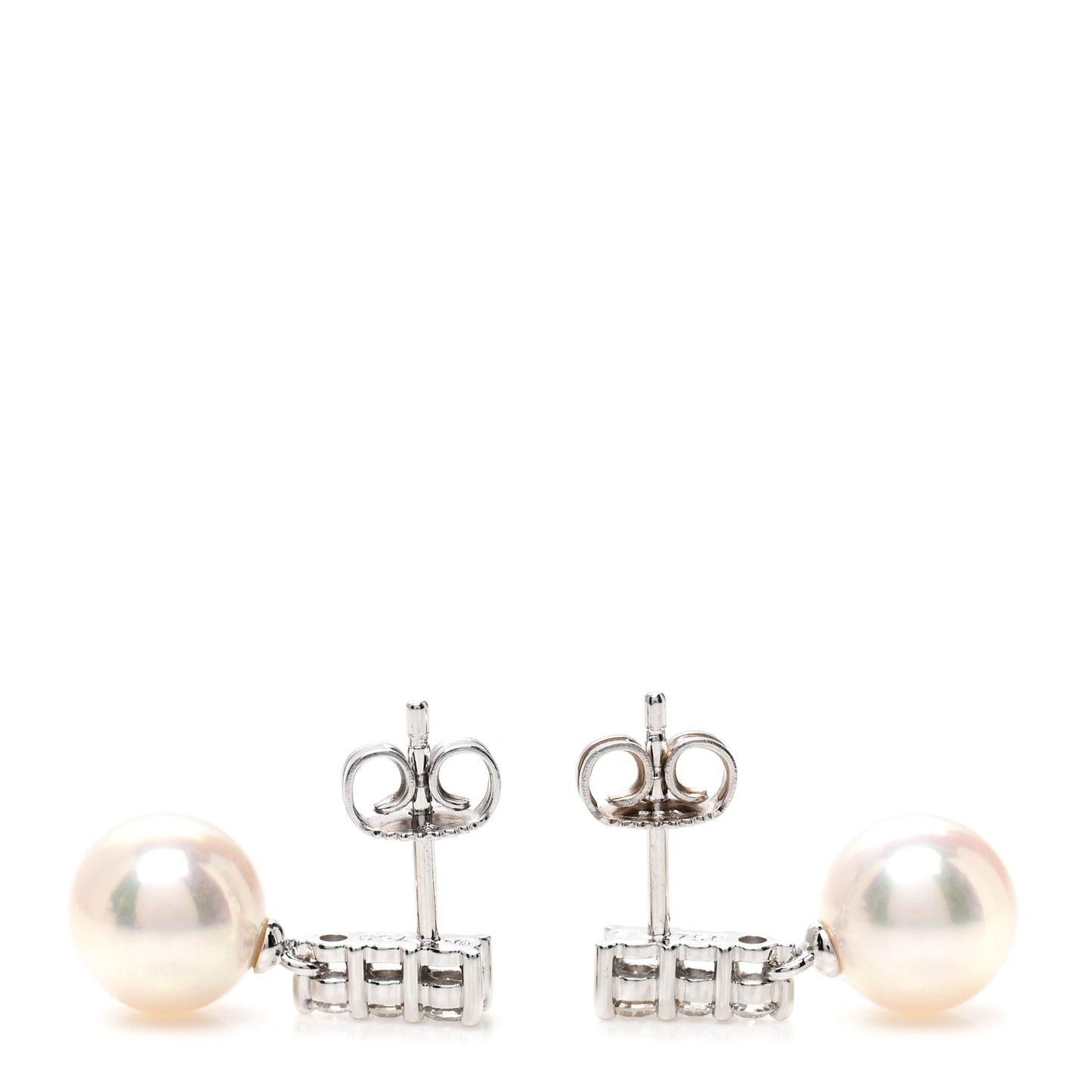 18K White Gold Diamond Akoya Pearl 8mm Morning Dew Earrings