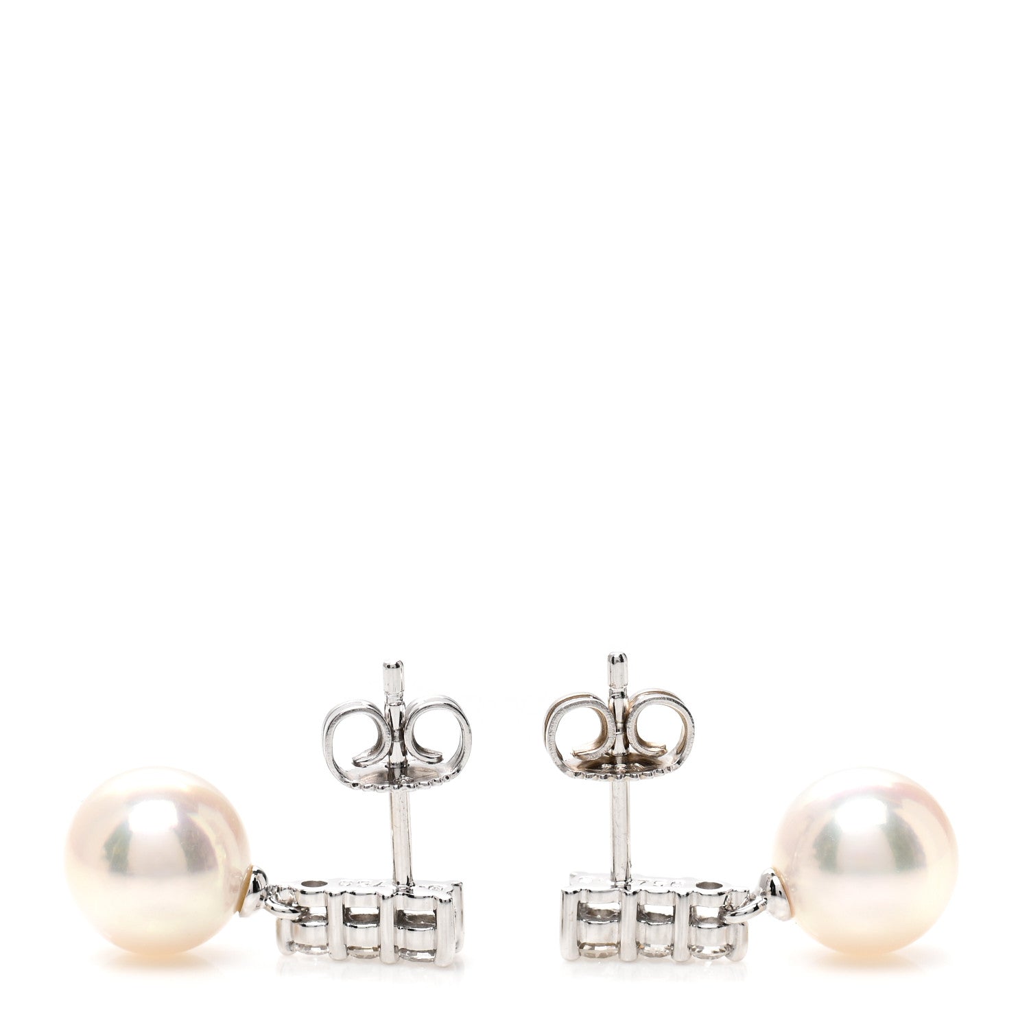 Mikimoto 18K White Gold Diamond Akoya Pearl 8mm Morning Dew Earrings 3 of 5