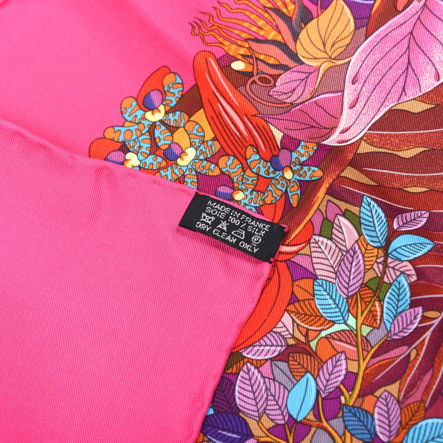 Hermes Silk Au Coeur de la Vie Scarf 90 Rose Vif Orange Violet 2 of 5