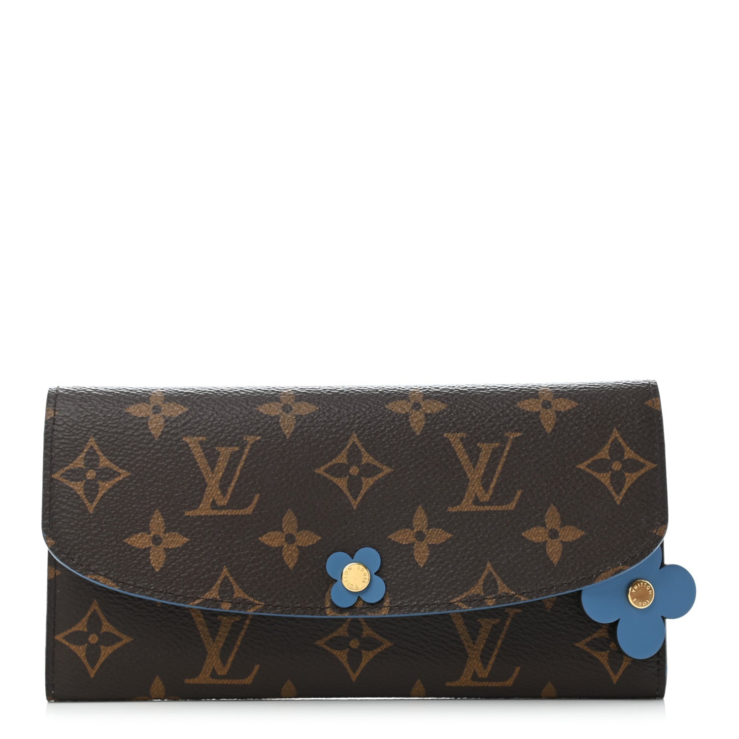 Louis Vuitton Monogram Bloom Flower Emilie Wallet Blue Jean 1 of 7