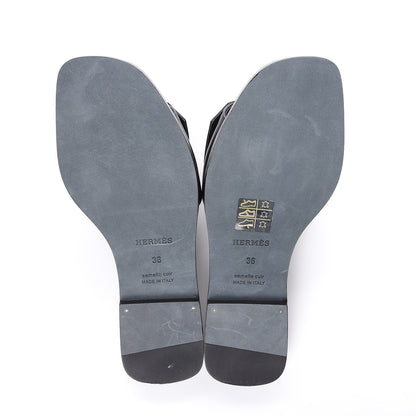 Hermes Calfskin View Sandals 36 Black 5 of 9
