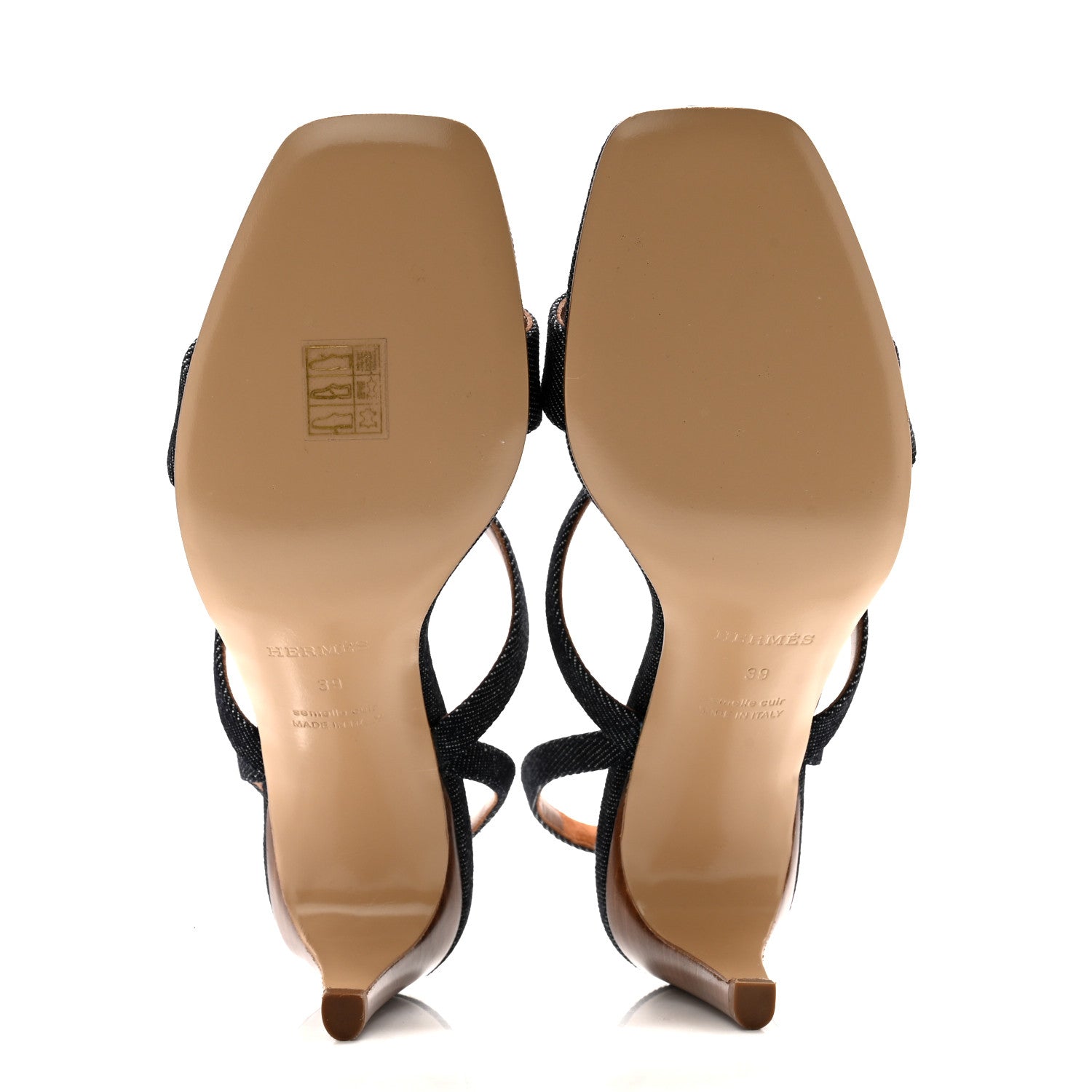 Hermes Denim Glamour 75 Sandals 39 Bleu Brut 5 of 10