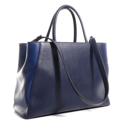Fendi Vitello Elite Regular 2Jours Tote Blue 3 of 10