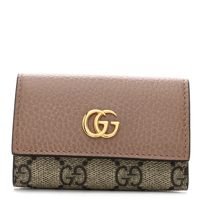 Gucci Dollar Calfskin GG Supreme Monogram GG Marmont 6 Key Holder Case Porcelain Rose Beige Ebony 1 of 8