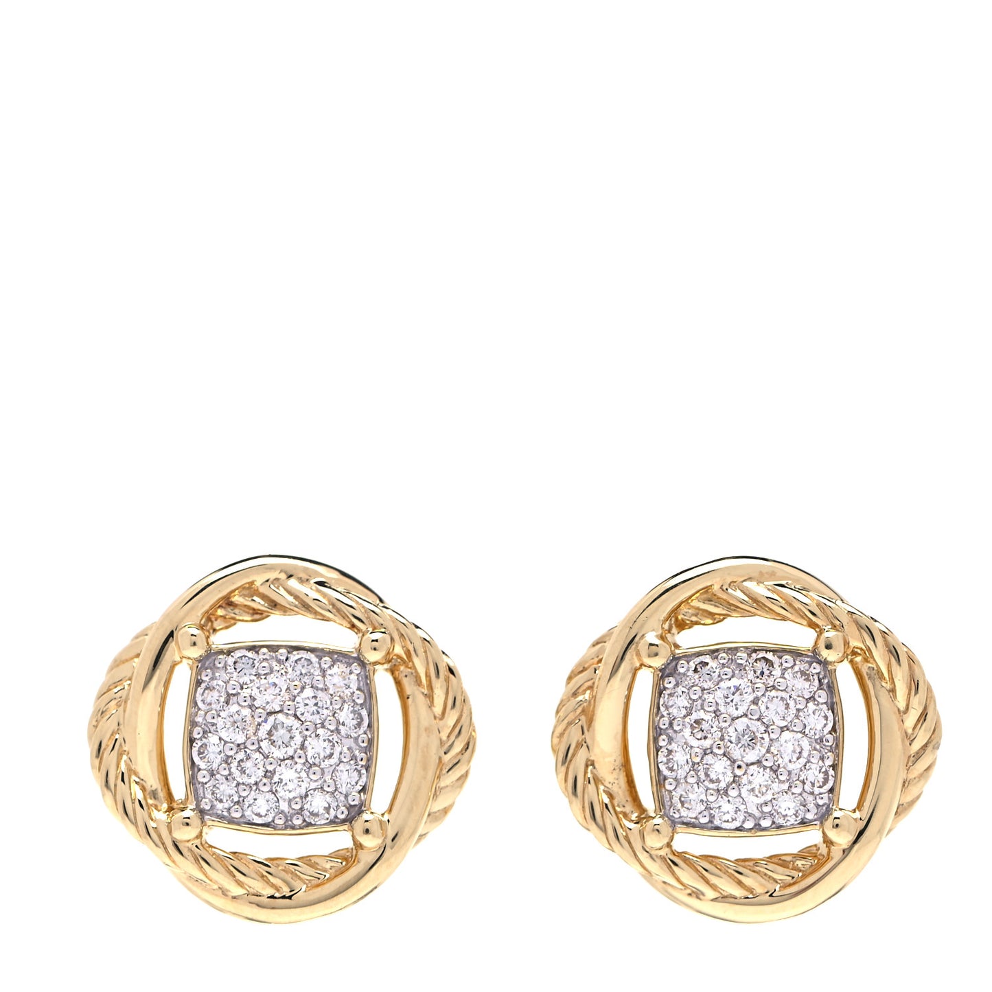 18K Yellow Gold Diamond 7mm Infinity Earrings
