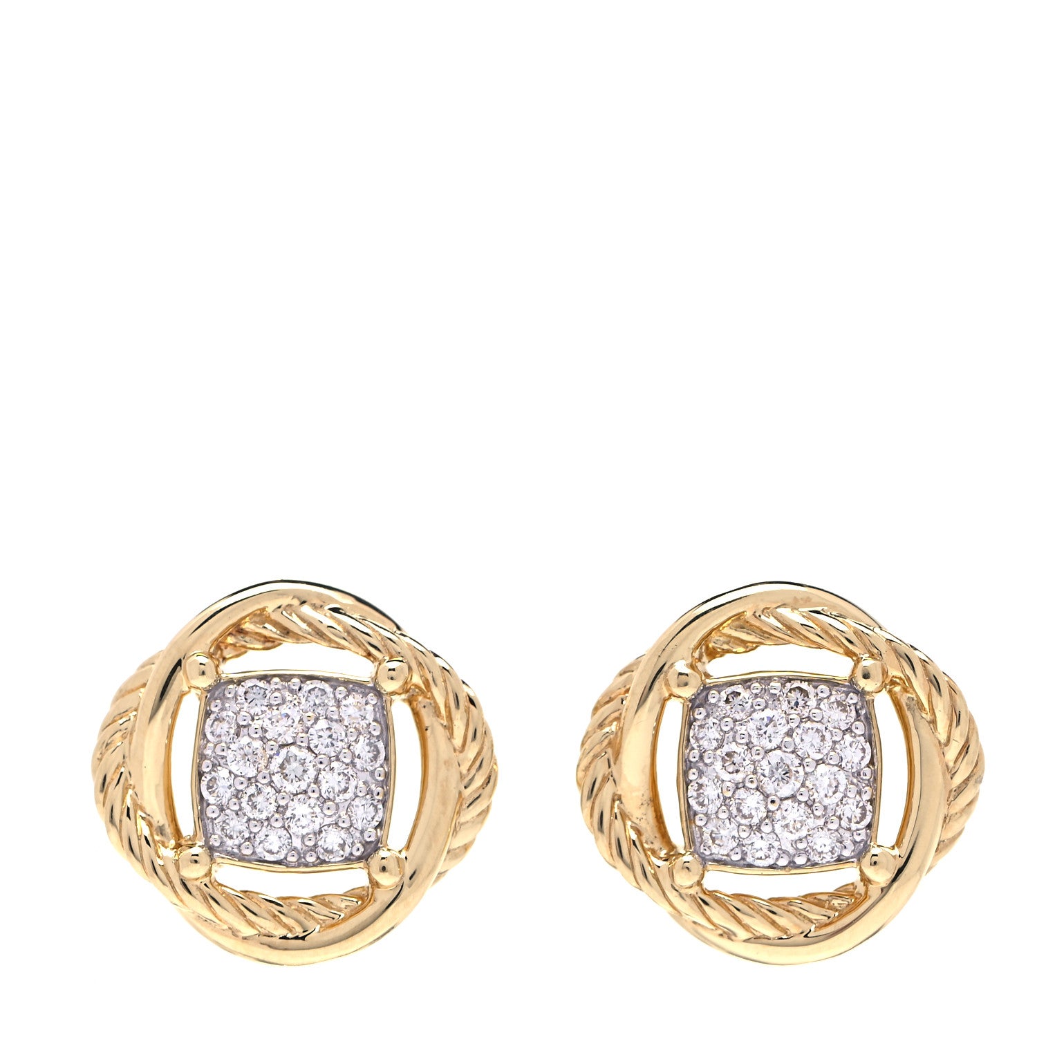 David Yurman 18K Yellow Gold Diamond 7mm Infinity Earrings 1 of 4
