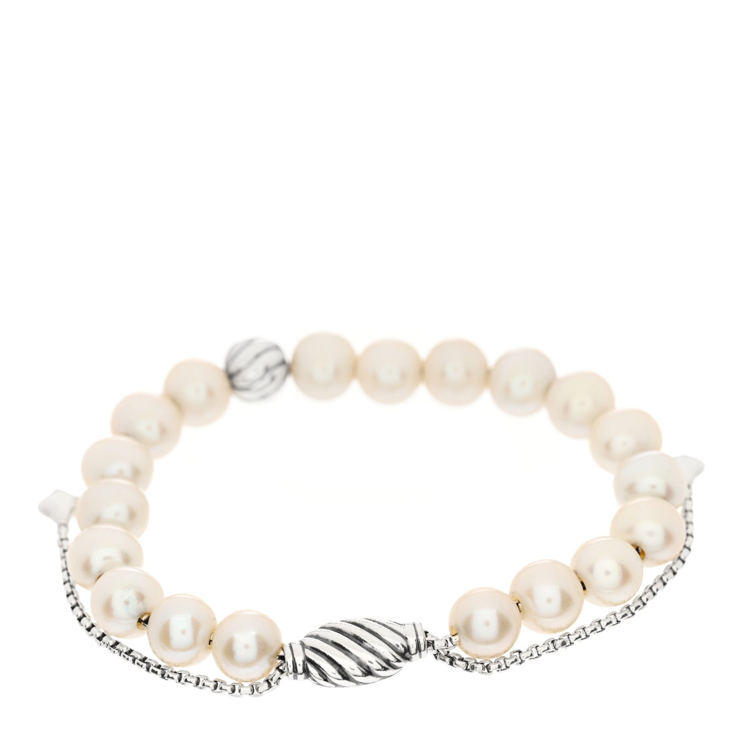 David Yurman Sterling Silver Pearl 8mm Spiritual Bead Bracelet 2 of 3