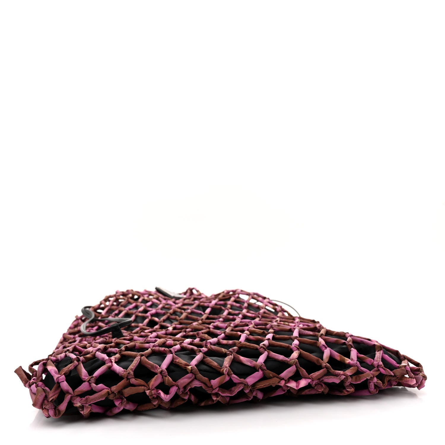 Prada Tessuto Nylon Net Tote Black Pink 4 of 9