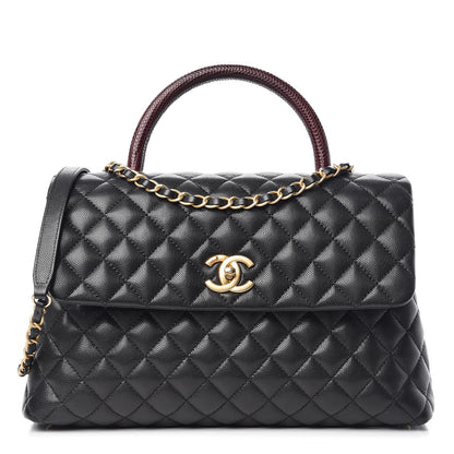 Chanel Caviar Lizard Quilted Medium Coco Handle Flap Black 1 of 8