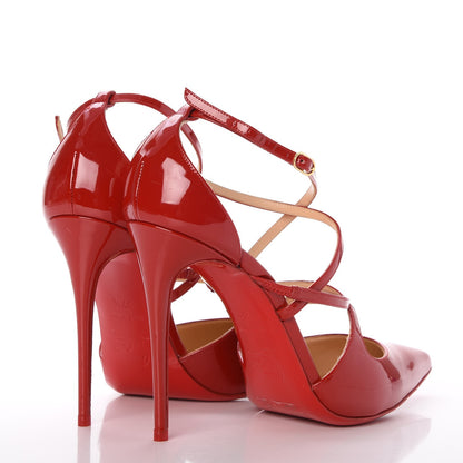 Christian Louboutin Patent Crossfliketa 100 Pumps 37.5 Flamenco 4 of 8