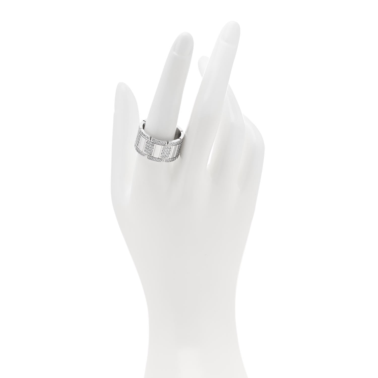 Cartier 18K White Gold Diamond Tank Francaise Ring 60 9.25 2 of 6