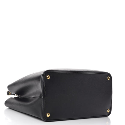 Prada Saffiano Cuir Large Double Bag Black Fuoco 4 of 12